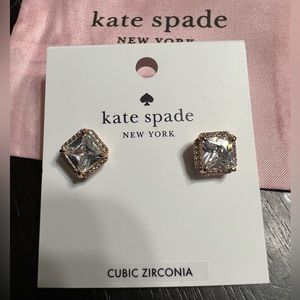Kate Spade Cubic Zirconia Pave Princess Cut Stud Earring- Rose Gold
